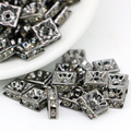 Wholesale IA0303 Nickel Black Tone Plating Suit Bracelets Large Hole Rhinestone Spacer Beads